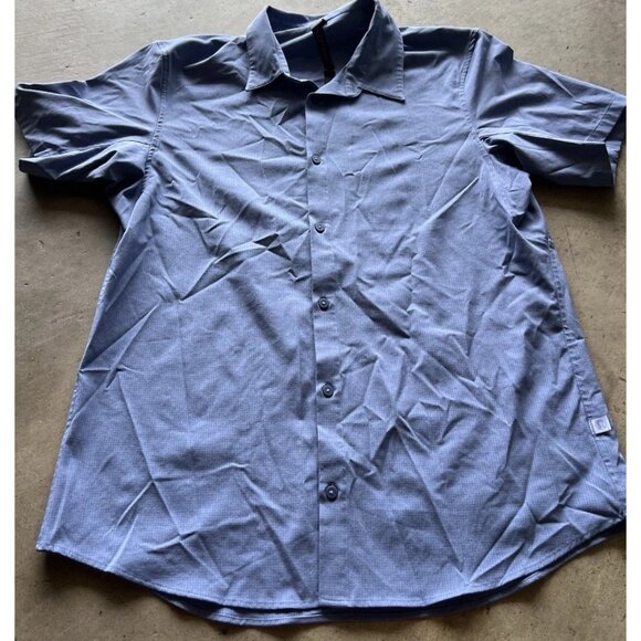 lululemon Airing Easy Short-Sleeve Light Blue Shirt mens sz XLButton Shirt - Picture 7 of 16